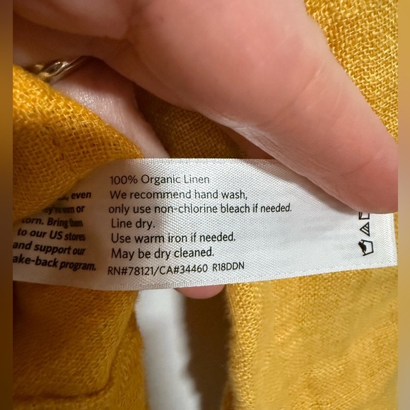 Eileen Fisher Yellow Gold Organic Linen Patch Pocket Jacket Size Medium Fall - Picture 8 of 8